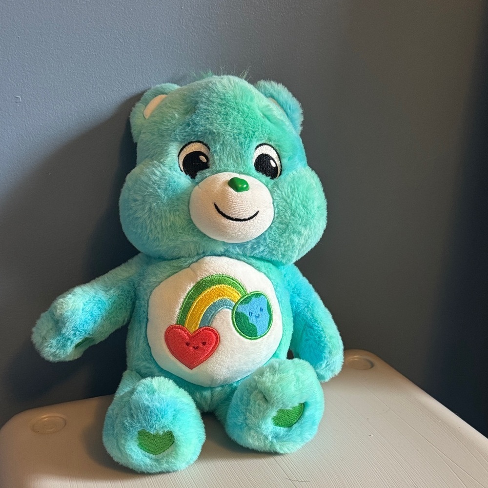 Care Bears Aqua Plush with Rainbow and Heart